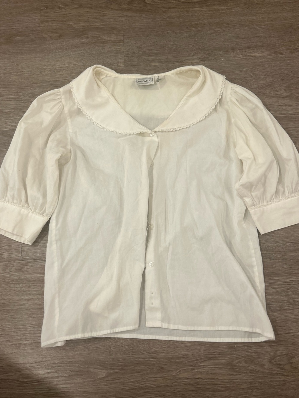 Vintage Mr Witt White Peter Pan Collar Blouse Top